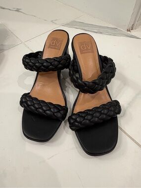 Dolce Vita Black Braided Double-Strap Slide Mules